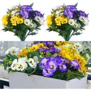Fake Flowers Pansy Small Wild Flower Daisy 6 Bundles Faux Plastic Purple Flowers